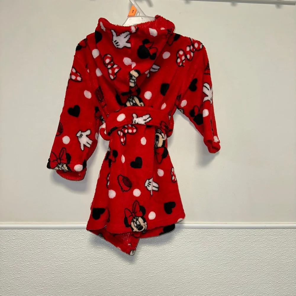 Girls Disney Pajamas Kids Baby Toddler Robe Size 2T Red Minnie Mouse Robe